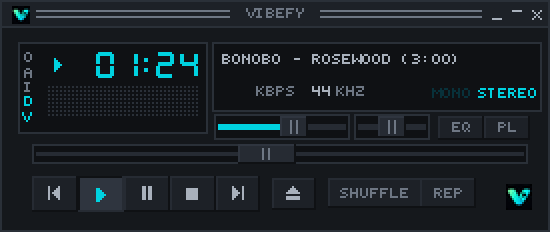 Vibefy's classic mini player, shown with demo metadata